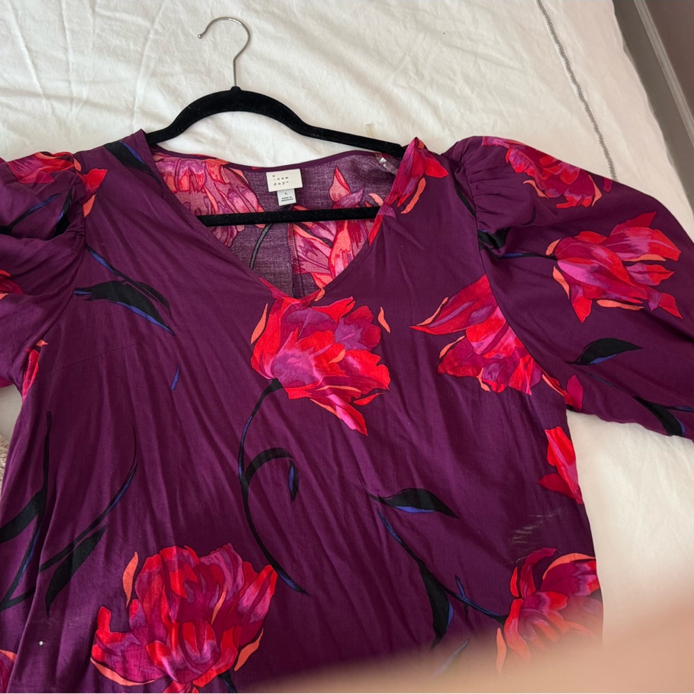 Floral V-Neck Top in Purple and Red by Loft